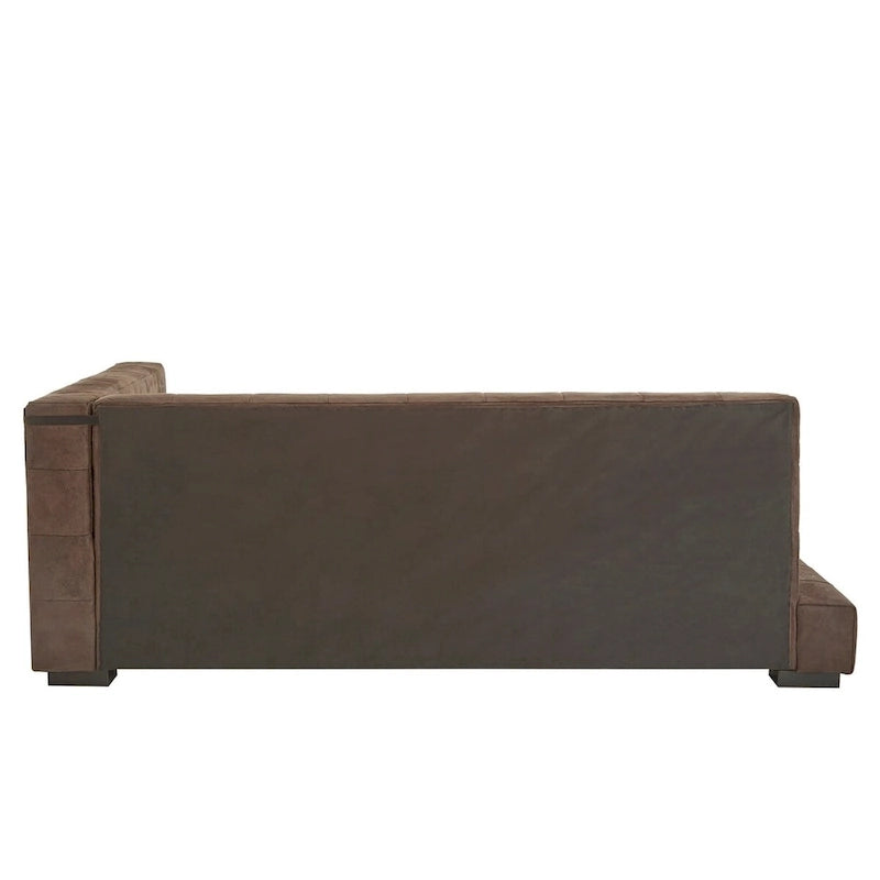 Canapé-lit rembourré en microfibre capitonnée, marron