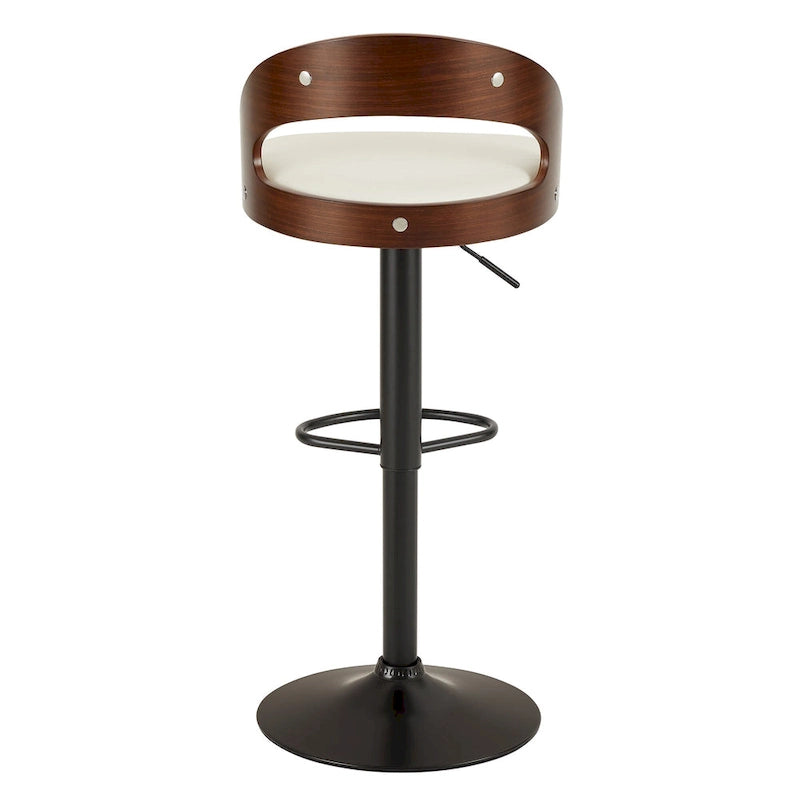 Tabouret de bar réglable et pivotant avec assise en similicuir et repose-pieds