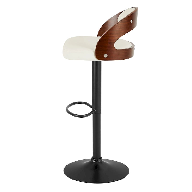 Tabouret de bar réglable et pivotant avec assise en similicuir et repose-pieds