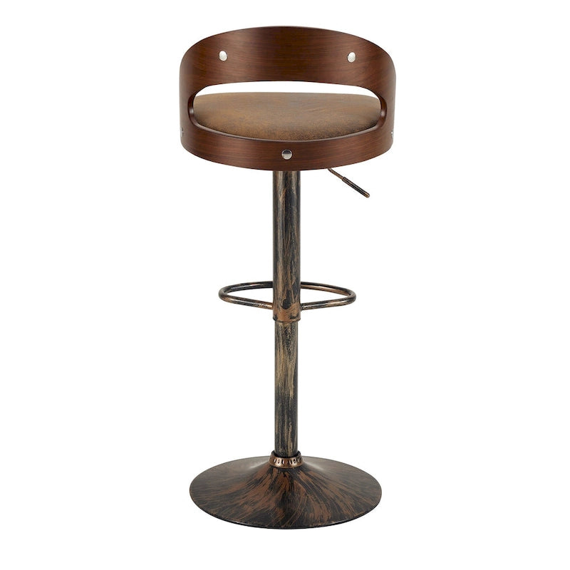 Tabouret de bar réglable et pivotant avec assise en similicuir et repose-pieds