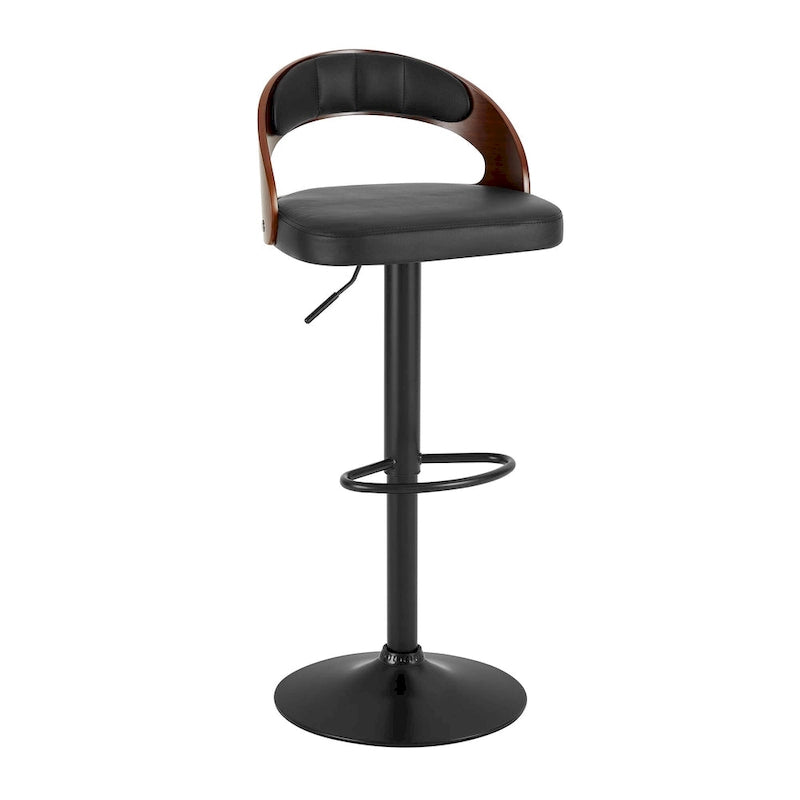 Tabouret de bar réglable et pivotant avec assise en similicuir et repose-pieds