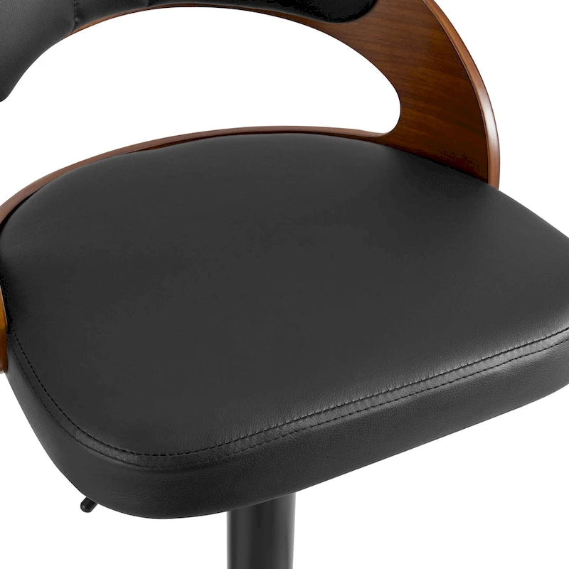 Tabouret de bar réglable et pivotant avec assise en similicuir et repose-pieds