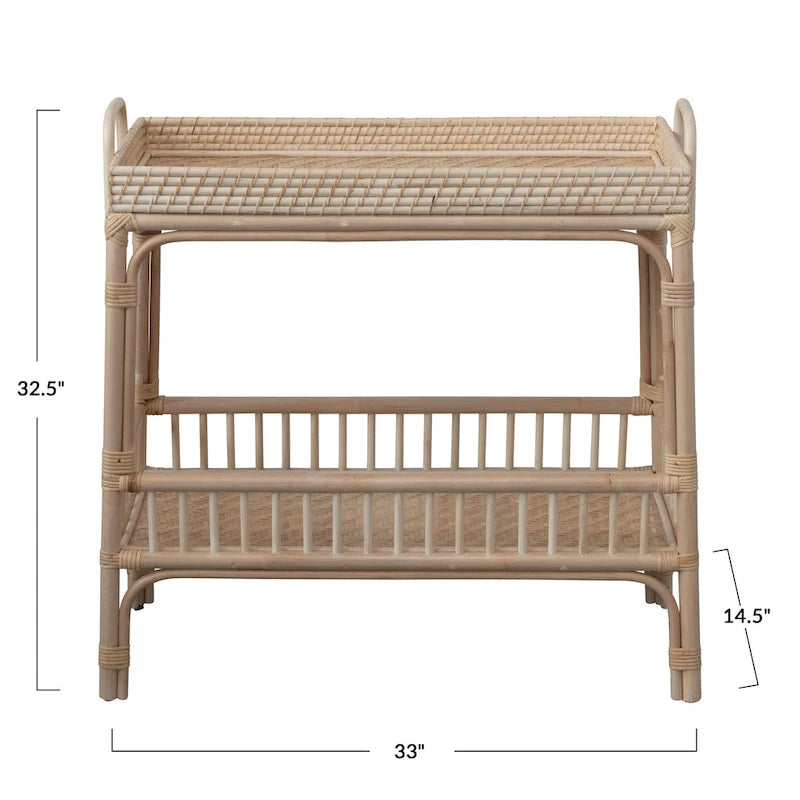 Table de présentation à 2 niveaux en rotin pour cuisine, salle à manger et réceptions