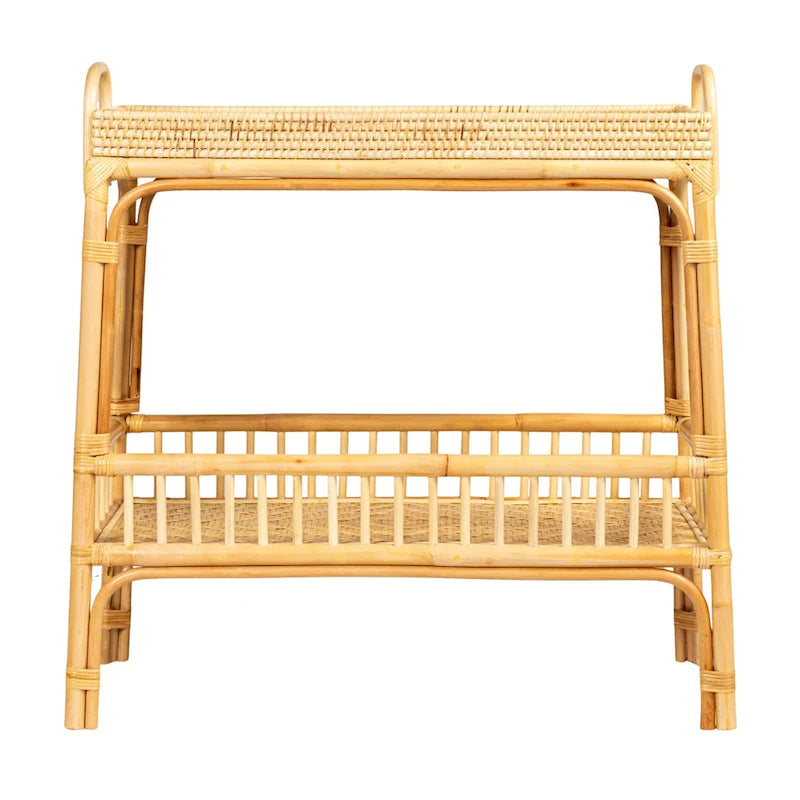 Table de présentation à 2 niveaux en rotin pour cuisine, salle à manger et réceptions