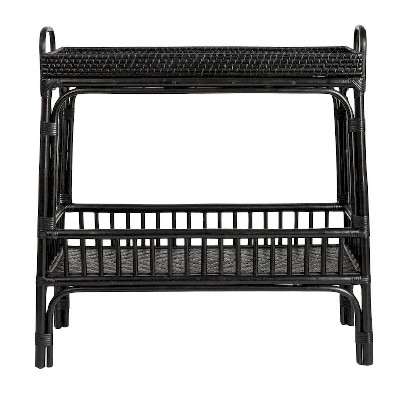 Table de présentation à 2 niveaux en rotin pour cuisine, salle à manger et réceptions