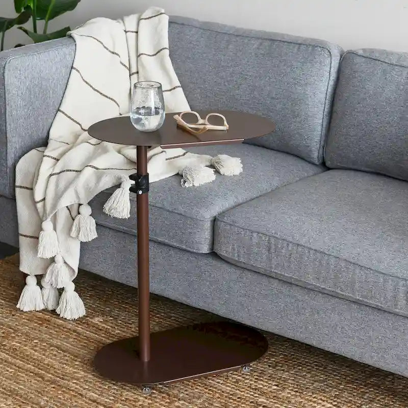 Table d'appoint en C à hauteur réglable avec cadre en acier mat