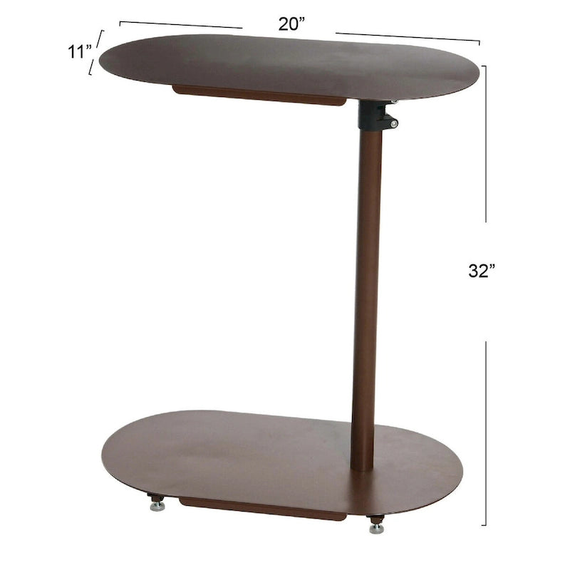 Table d'appoint en C à hauteur réglable avec cadre en acier mat