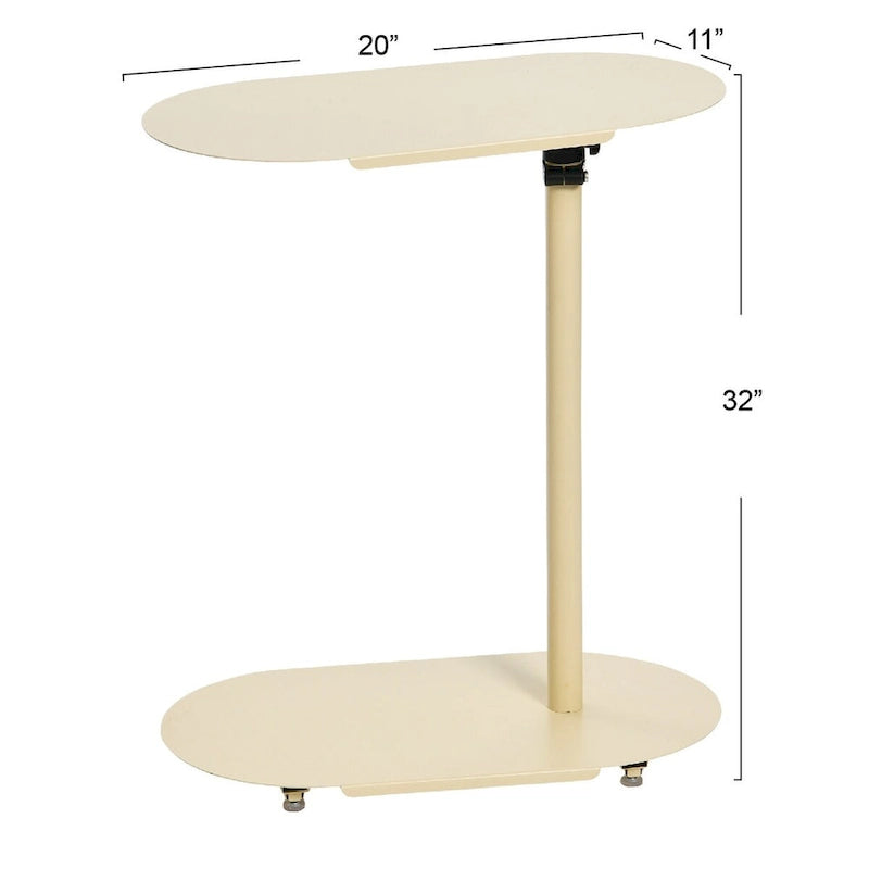 Table d'appoint en C à hauteur réglable avec cadre en acier mat