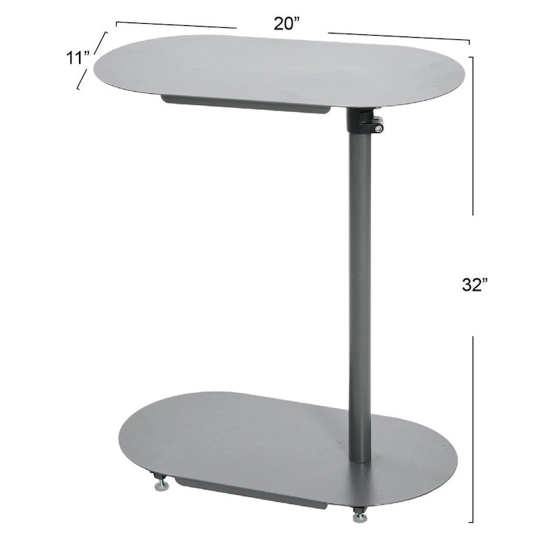 Table d'appoint en C à hauteur réglable avec cadre en acier mat