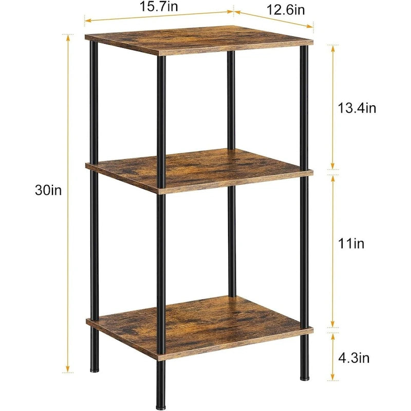 Table d'appoint haute et étroite à 3 niveaux avec étagères de rangement