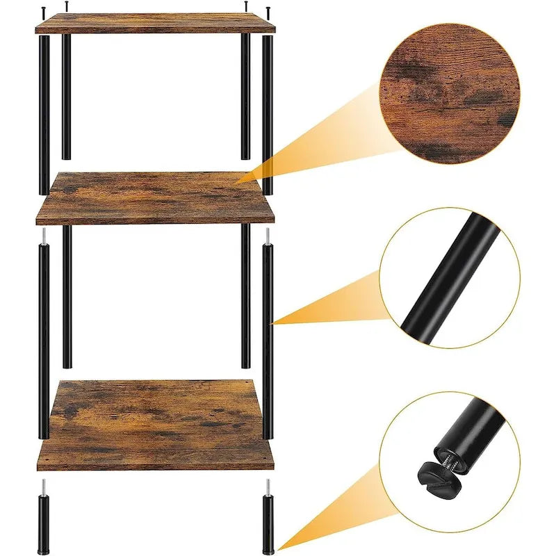 Table d'appoint haute et étroite à 3 niveaux avec étagères de rangement