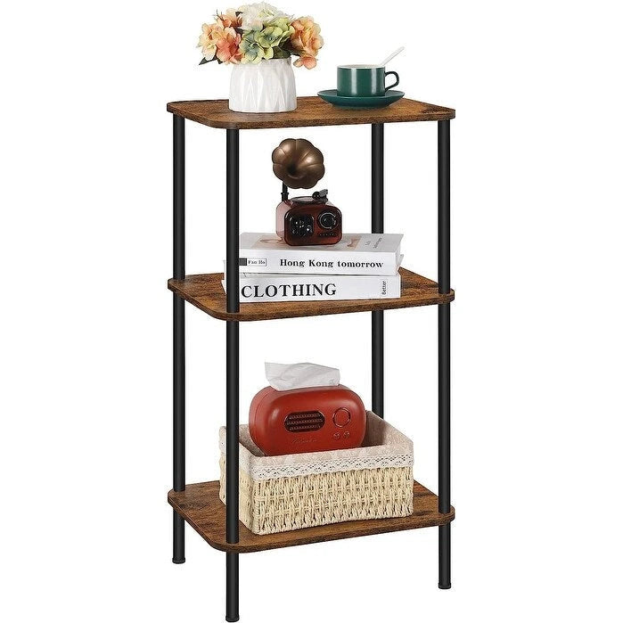 Table d'appoint haute et étroite à 3 niveaux avec étagères de rangement
