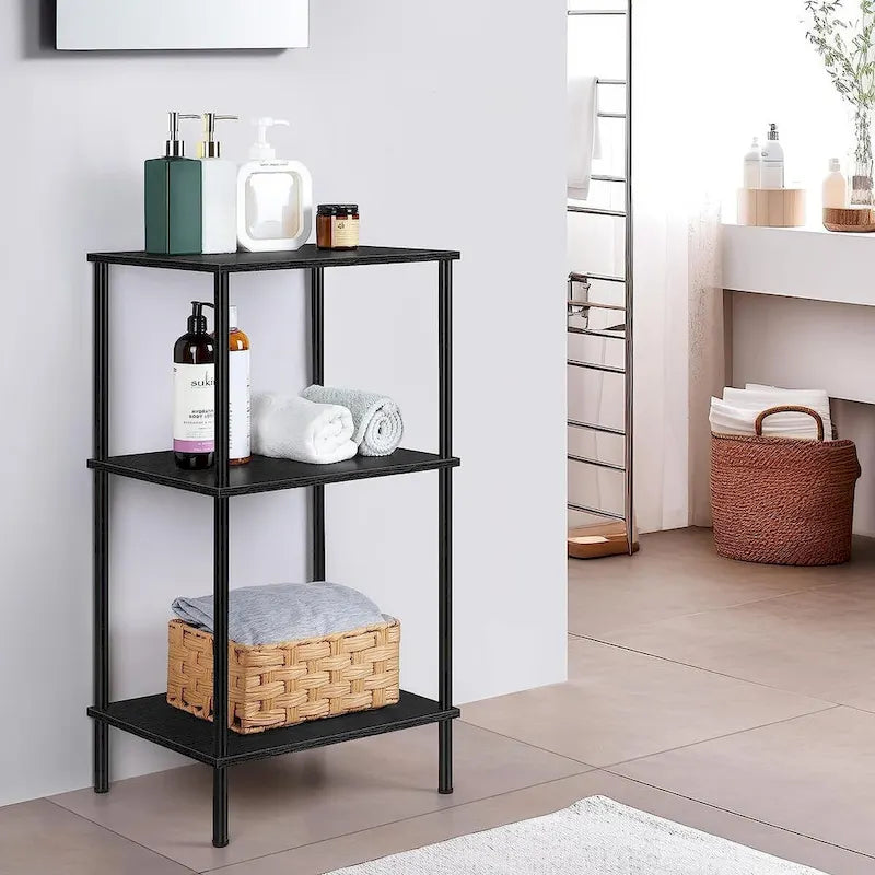 Table d'appoint haute et étroite à 3 niveaux avec étagères de rangement