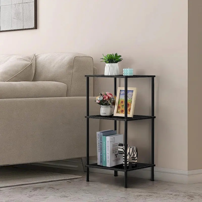 Table d'appoint haute et étroite à 3 niveaux avec étagères de rangement