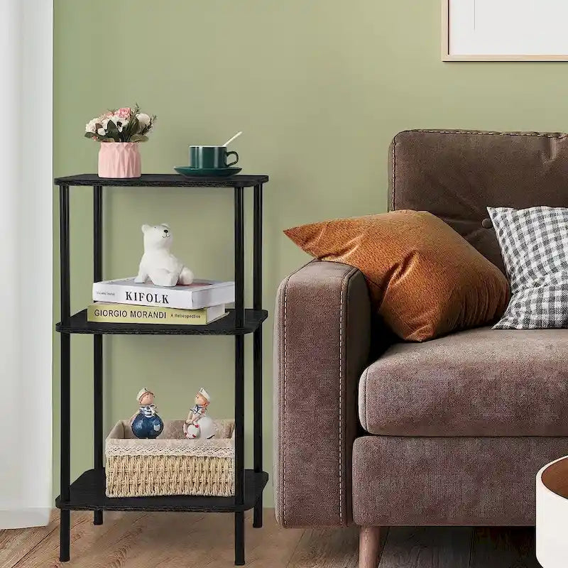 Table d'appoint haute et étroite à 3 niveaux avec étagères de rangement