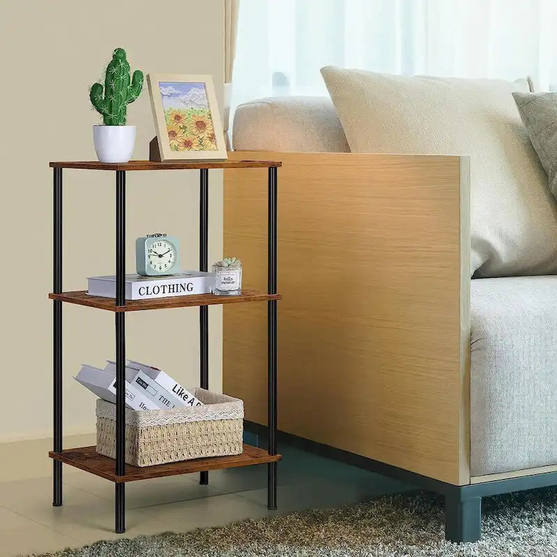 Table d'appoint haute et étroite à 3 niveaux avec étagères de rangement