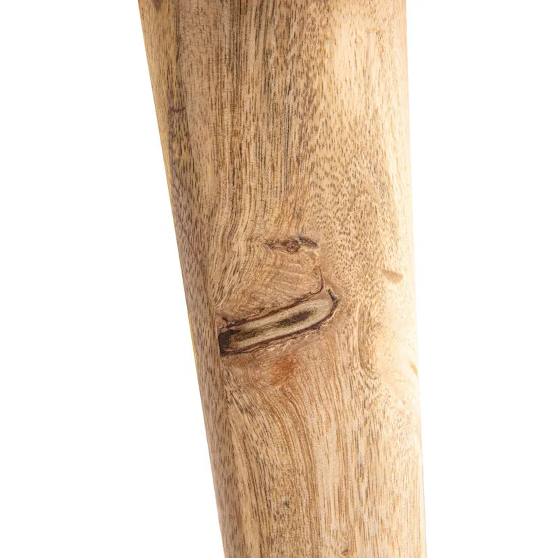 Banc en bois de manguier avec revêtement en cuir de chèvre, brun chameau