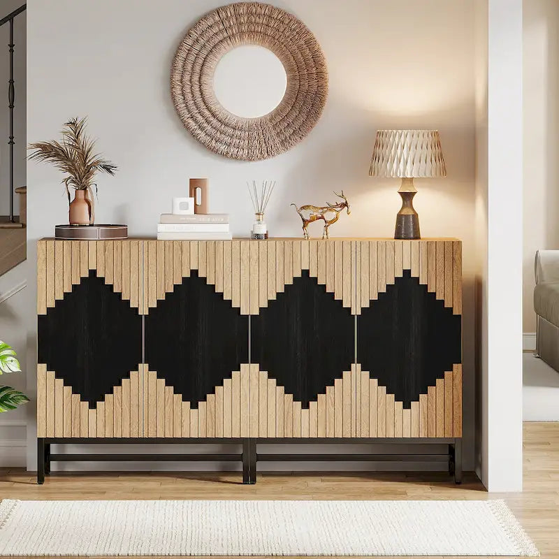 Sideboard Buffet Cabinet with 4 Doors and Adjustable Shelves